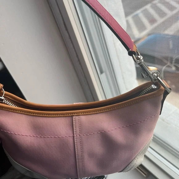Vintage Coach pino white Signature Small Handbag Purse - Picture 3 of 6